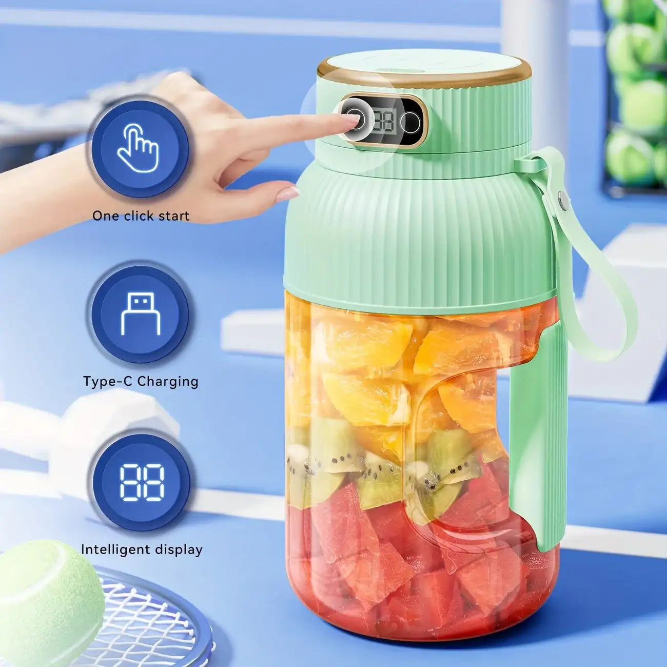 JUSIPβ’-2 IN 1 Advance |Electric Rechargeable Juicer+Inbuilt Bottle|Sipper