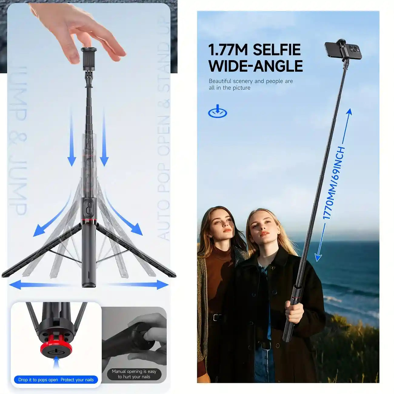 TRIPRO™ 3-in-1 AI TRIPOD with Bluetooth Remote & Selfie Flash