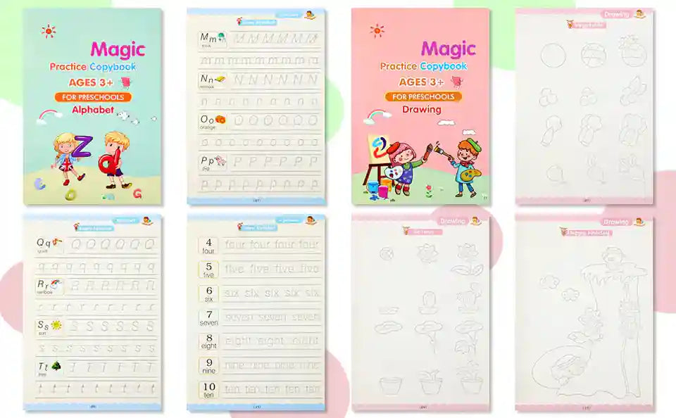 Trace & Glow™ Book- Reusuable Magic Tracing Kit (4 Books + Refills)