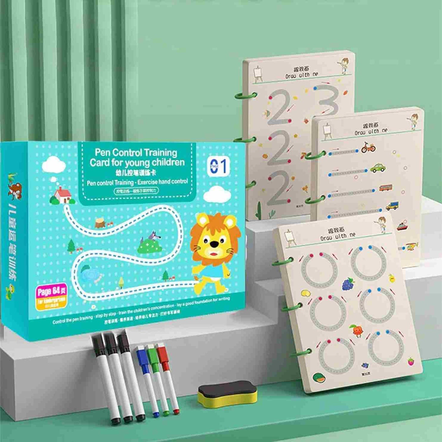 Trace & Glow™ Book- Reusuable Magic Tracing Kit (4 Books + Refills)