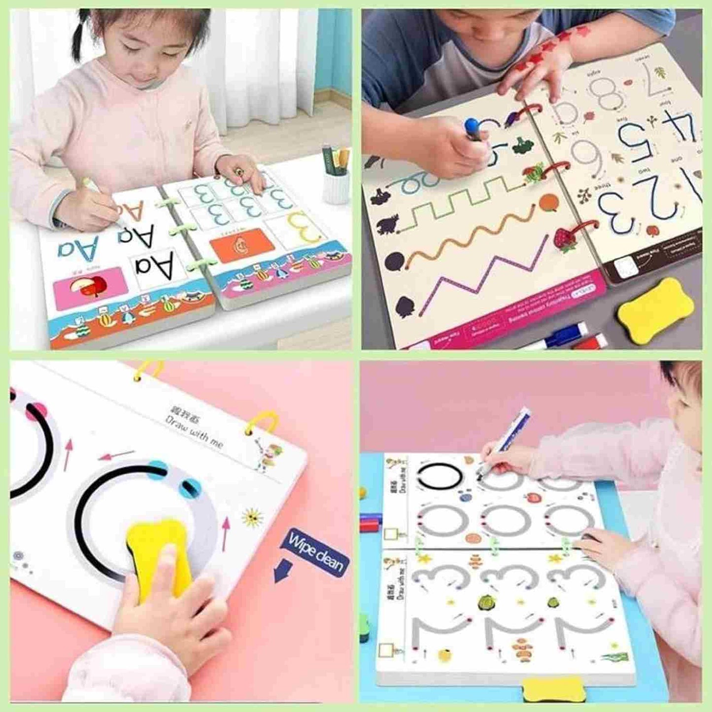Trace & Glow™ Book- Reusuable Magic Tracing Kit (4 Books + Refills)