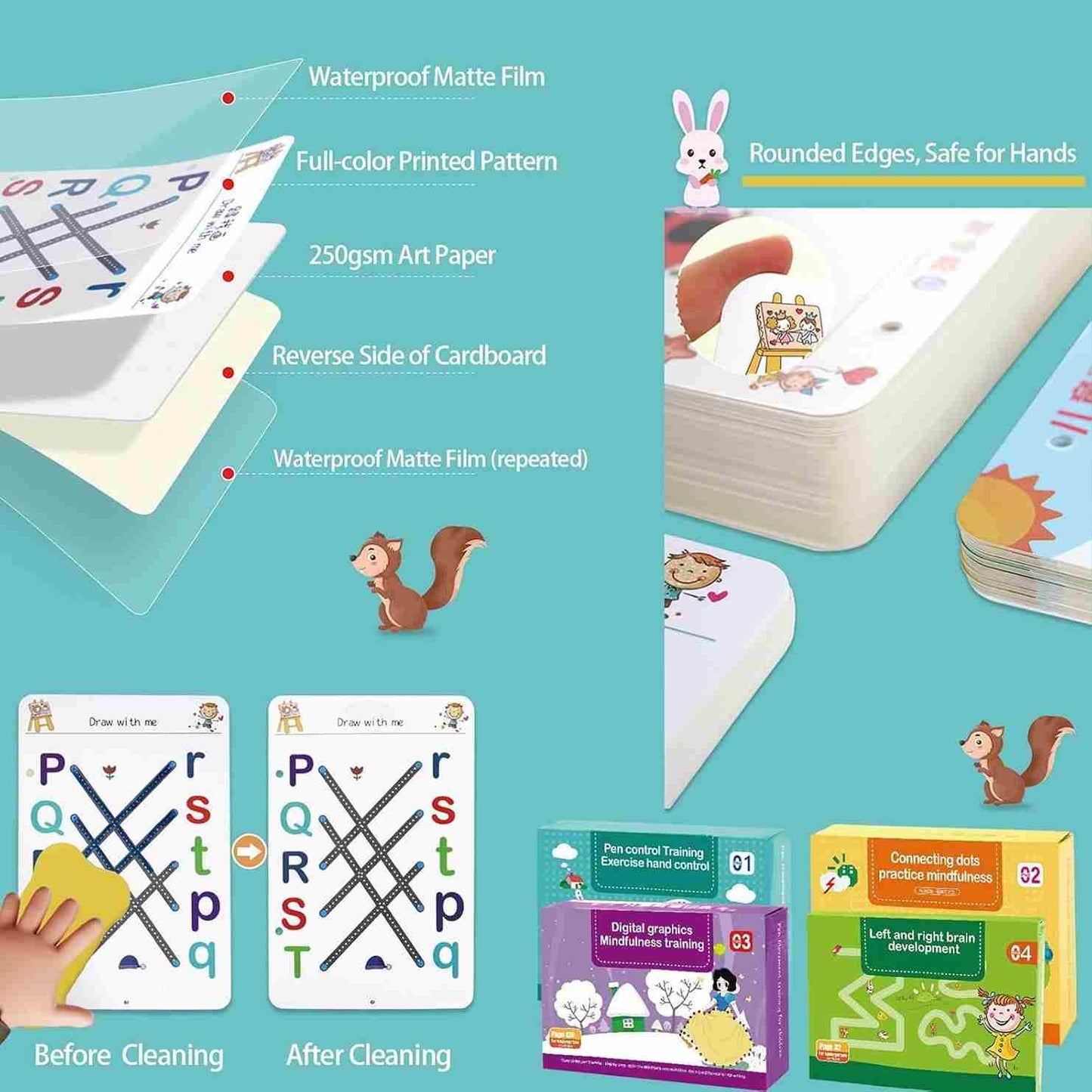 Trace & Glow™ Book- Reusuable Magic Tracing Kit (4 Books + Refills)
